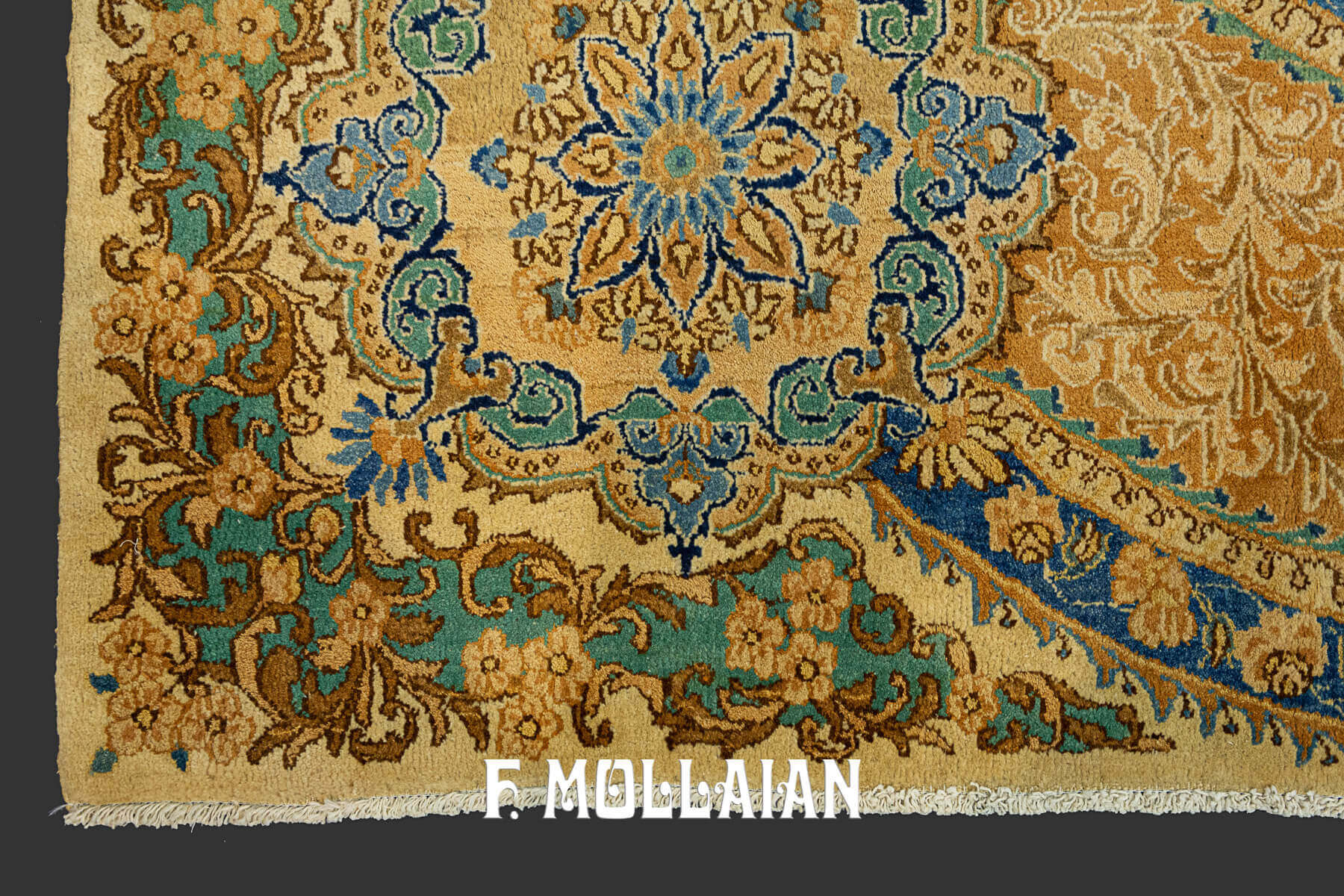 Hand-knotted Antique Kerman Carpet with mix of European-Persian Design n°:87473295